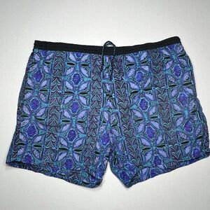 Vtg 90s Speedo Swim Trunks Shorts XL Men Elastic Waist Purple Blue Geometric